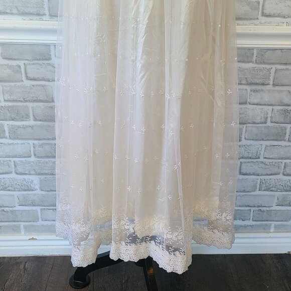 Vintage Handmade Satin Lace Sleeveless Tea Length Wedding Dress Cocktail Prom - Picture 10 of 12